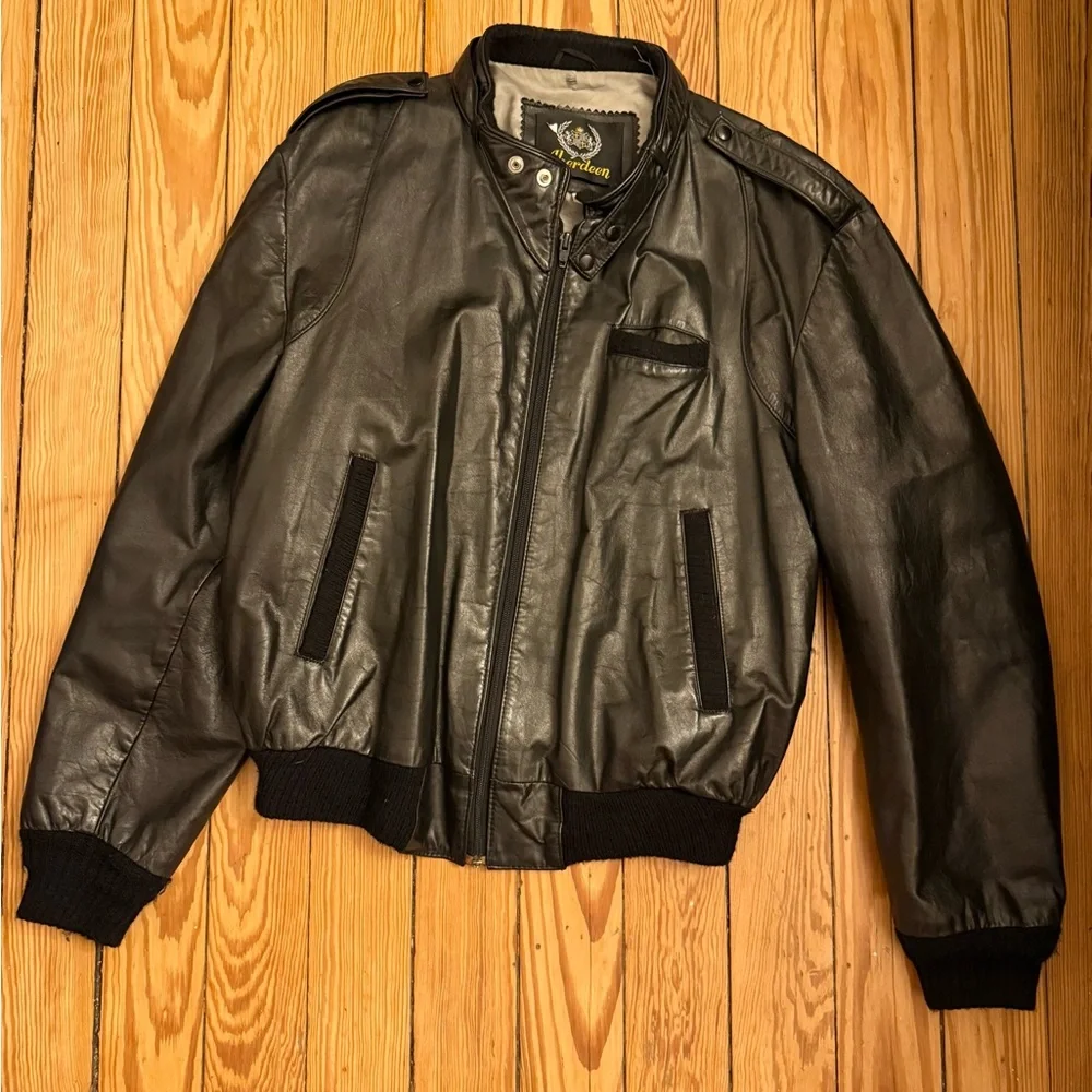 Men's Black Leather Jacket - Picture 2 of 7